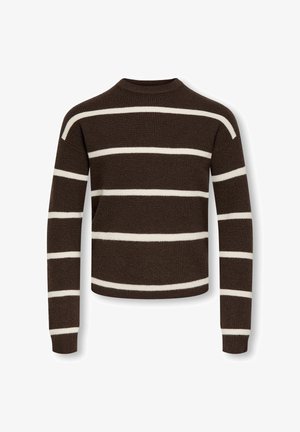 ONLY GIRLS, KOGFRANCA LIFE SHORT STRIPE - Striktrøje - coffee bean