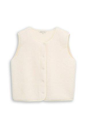 TOM TAILOR DENIM, TOM TAILOR DENIM STRICK & SWEATSHIRTS TEDDY WESTE MIT DRUCKKNOPFLEISTE - Bodywarmer - off white