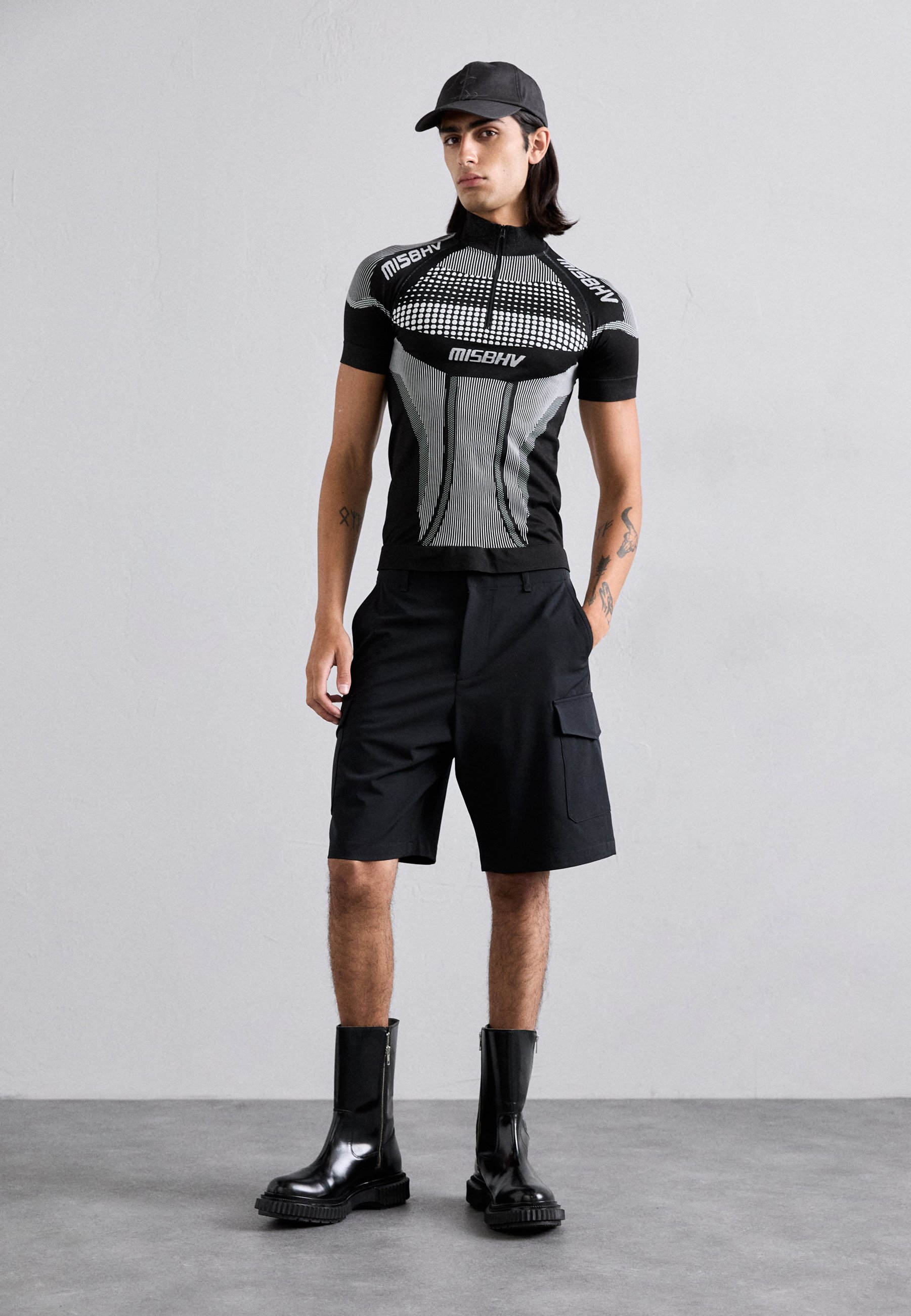 MISBHV SPORT EUROPA QUARTER ZIP - Print T-shirt - black/white