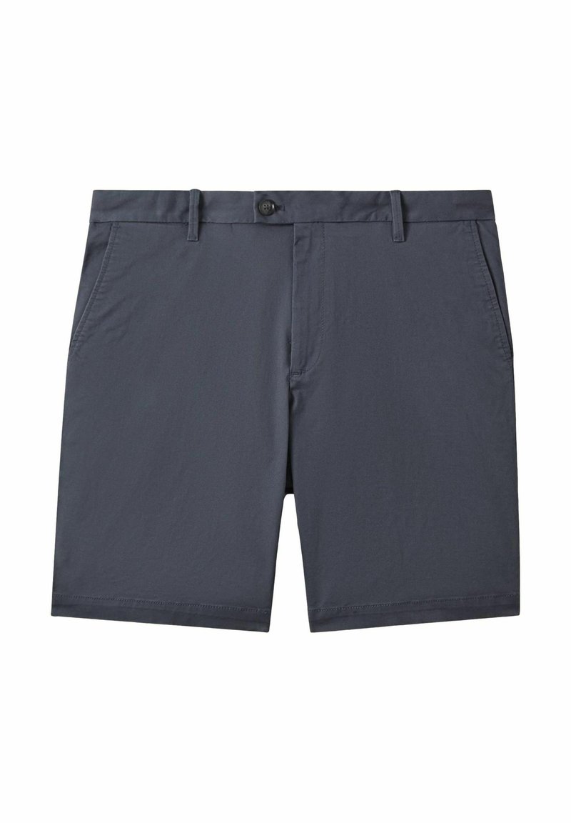 Mörkblå shorts i lätt och luftig tyg, med knappstängning, sidofickor och en mjuk yta. Ren, minimalistisk design.