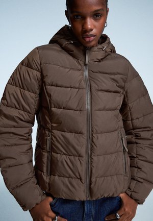 Bershka Winterjas - dark brown
