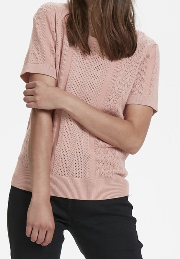 Cream T-shirt med print - light pink