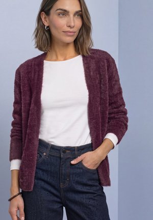 Street One, OPEN-WEAVE YARN CARDIGAN - Gilet - berry plum