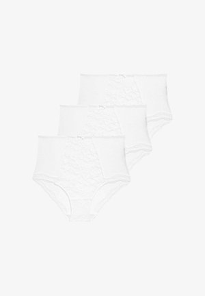 Vita högmidjade trosor i trepack, med spetsdetaljer fram, mjuk tygkvalitet och elastisk midja för komfort.