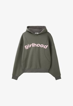 Stradivarius, PRINTED TEXT HOODIE - Sweat à capuche - mottled green
