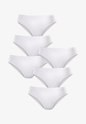 Hvide bomuldsunderbukser, lavtaljede design med en glat tekstur. Udstyret med bløde elastiske taljer. Pakke med seks identiske par.