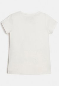 Weißes Kurzarm-T-Shirt mit rundem Ausschnitt, glatter Textur und lässiger Passform. Die Rückseite weist keine sichtbaren Muster oder Akzente auf.