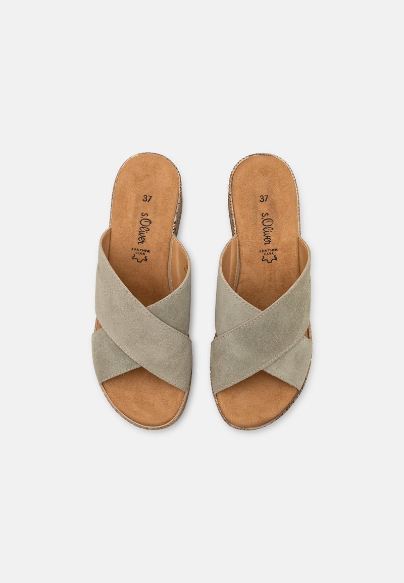 Damen Flache Pantoletten | s.Oliver Pantolette flach sage/mint - HD43759 Damen Flache Pantoletten | s.Oliver Pantolette flach sage/mint - HD43759