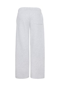Pantaloni comodi grigi a gamba larga con vestibilità rilassata, cintura elastica e tasca sul retro. Realizzati in morbido tessuto testurizzato.