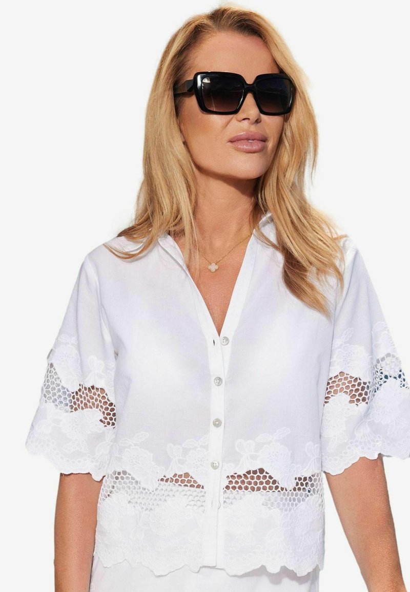 Lipsy BRODERIE DETAIL BUTTON THROUGH REGULAR FIT - Paplūdimio reikmuo - white