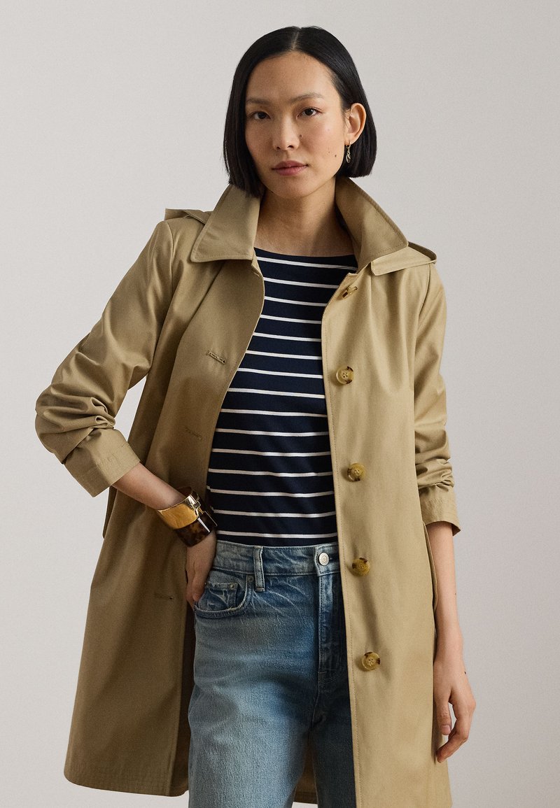 Lauren Ralph Lauren HOODED COTTON BLEND BALMACAAN COAT - Palton scurt - birch tan