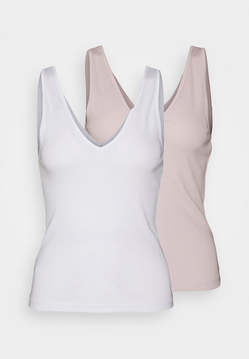 Damen T-Shirts | Weekday NEAT V NECK TANK 2 PACK Top pink dusty light/weiß - YU11403 Damen T-Shirts | Weekday NEAT V NECK TANK 2 PACK Top pink dusty light/weiß - YU11403