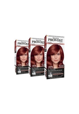 FRANCK PROVOST TINTA CAPELLI COLORE PROFESSIONALE A DOMICILIO VALORIZZA RIFLESSI E BRILLANTEZZA PENNELLO DI PRECISIONE INCLUSO - 3 PACK - Tinte capelli - rosso intenso