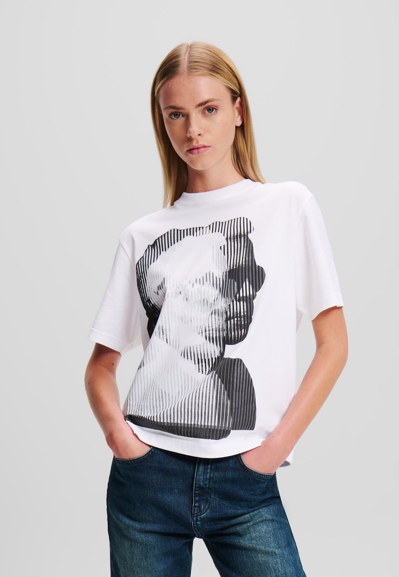 Karl Lagerfeld Jeans PRINT - Apdrukāts T-krekls - white
