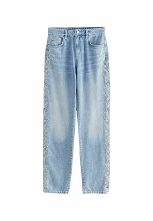 EMBROIDERED - Straight leg -farkut - mid blue