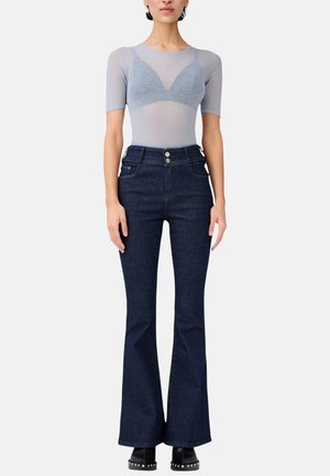 FLARED PANTS HIGH RISE DENIM - Flared Jeans - rinsed indigo