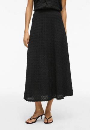 VILA MIDI SKIRT VIGARMINA HIGH WAIST - Jupe trapèze - black beauty