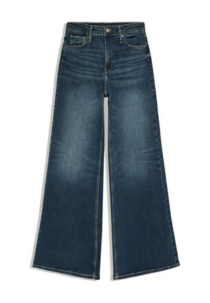 Bershka, HIGH-WAIST WIDE-LEG - JEANS - Wide Leg - dark blue