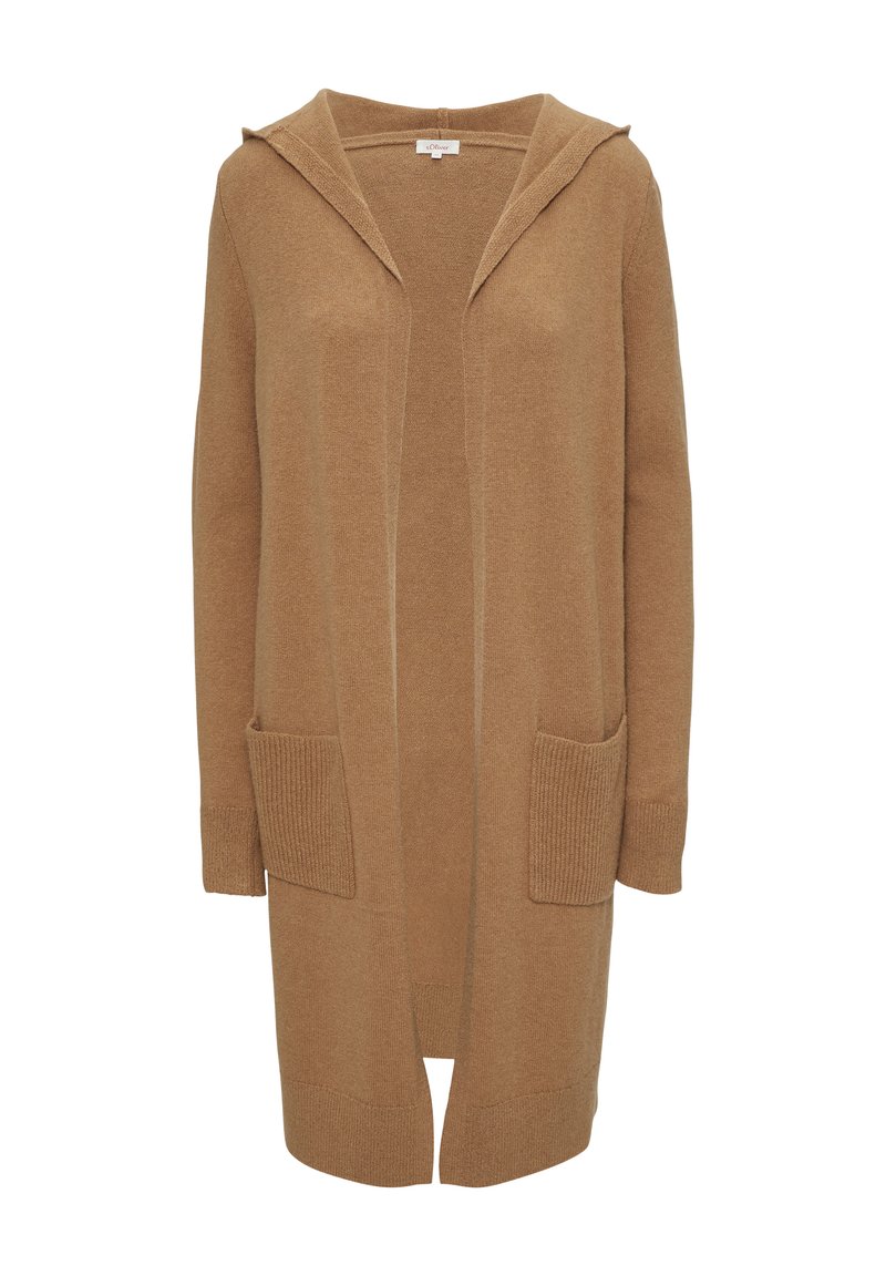 Kapuze S Oliver Strickjacke Damen Beige Strickjacke Sandstein