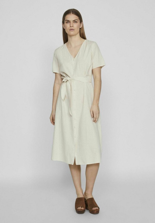 MIDI KURZÄRMELIGES - Shirt dress - super light natural melan