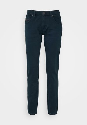 Mörkblå jeans i tyg av bomull, med knappstängning fram, två sidofickor och en slim fit-design med subtila sömnadsdetaljer.