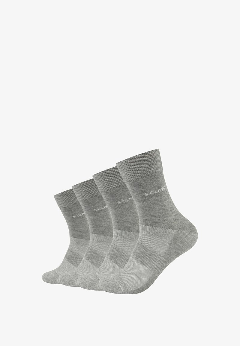 Grå bomuldsstrømper i sæt af fire, med ribbede manchetter, glat tekstur og et subtilt mønster over hele kroppen med logodetalje.