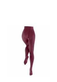 Collant bordeaux con motivo a rombi. Tessuto liscio, design a vita alta e stile completo per una copertura totale.