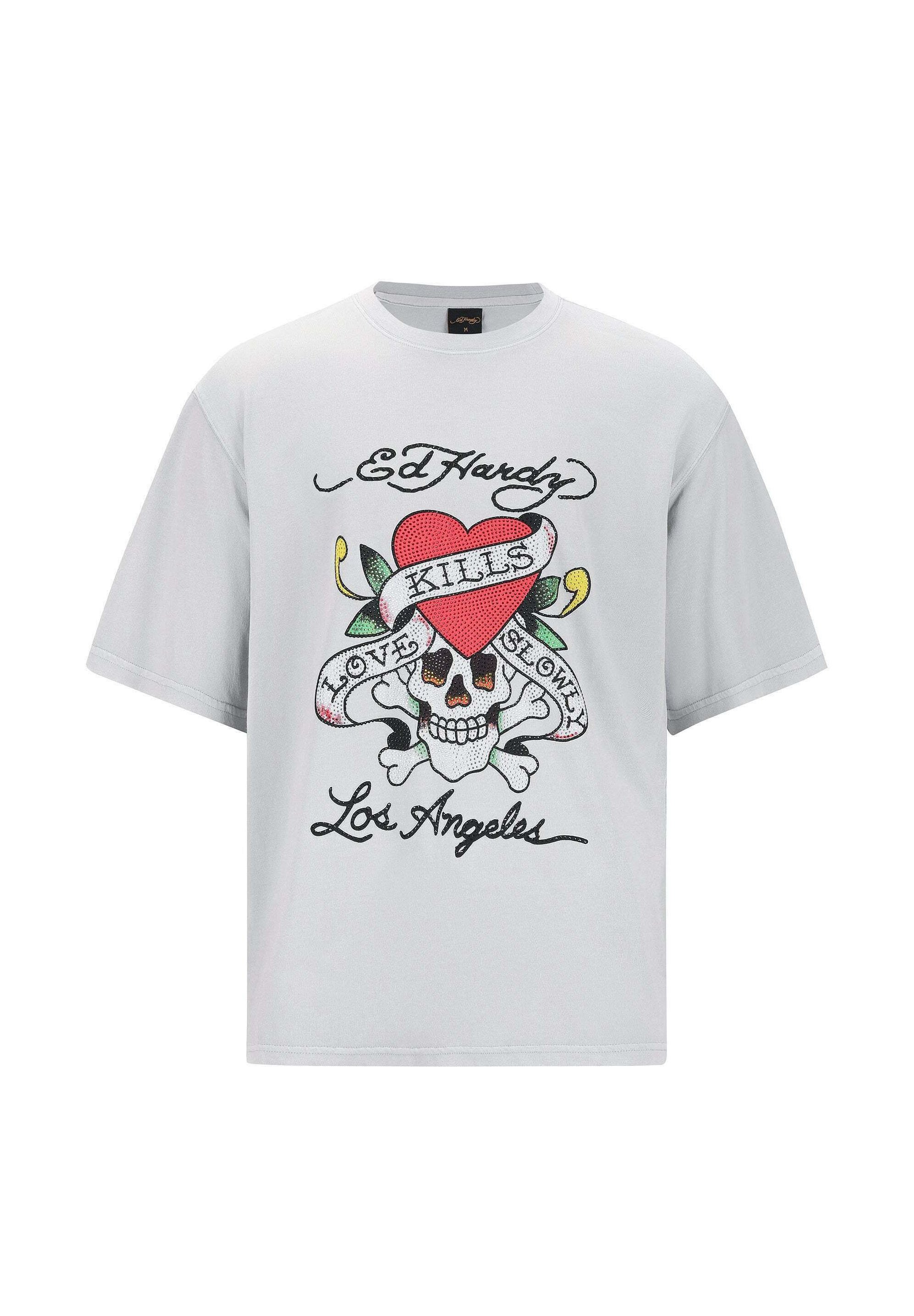 【Ed Hardy】 LOVE IS TRUE DIAMANTE クロップド丈 Tシャツ Buy Ed Hardy Womens Love Is True Diamante Baby Tshirt Top