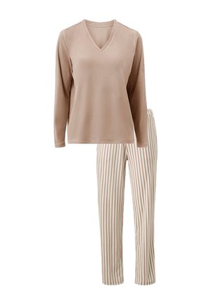 SET - Pyjama - greige white striped