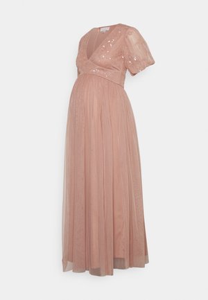 PUFF SLEEVE EMBELLISHED MIDAXI DRESS - Długa sukienka - pale mauve