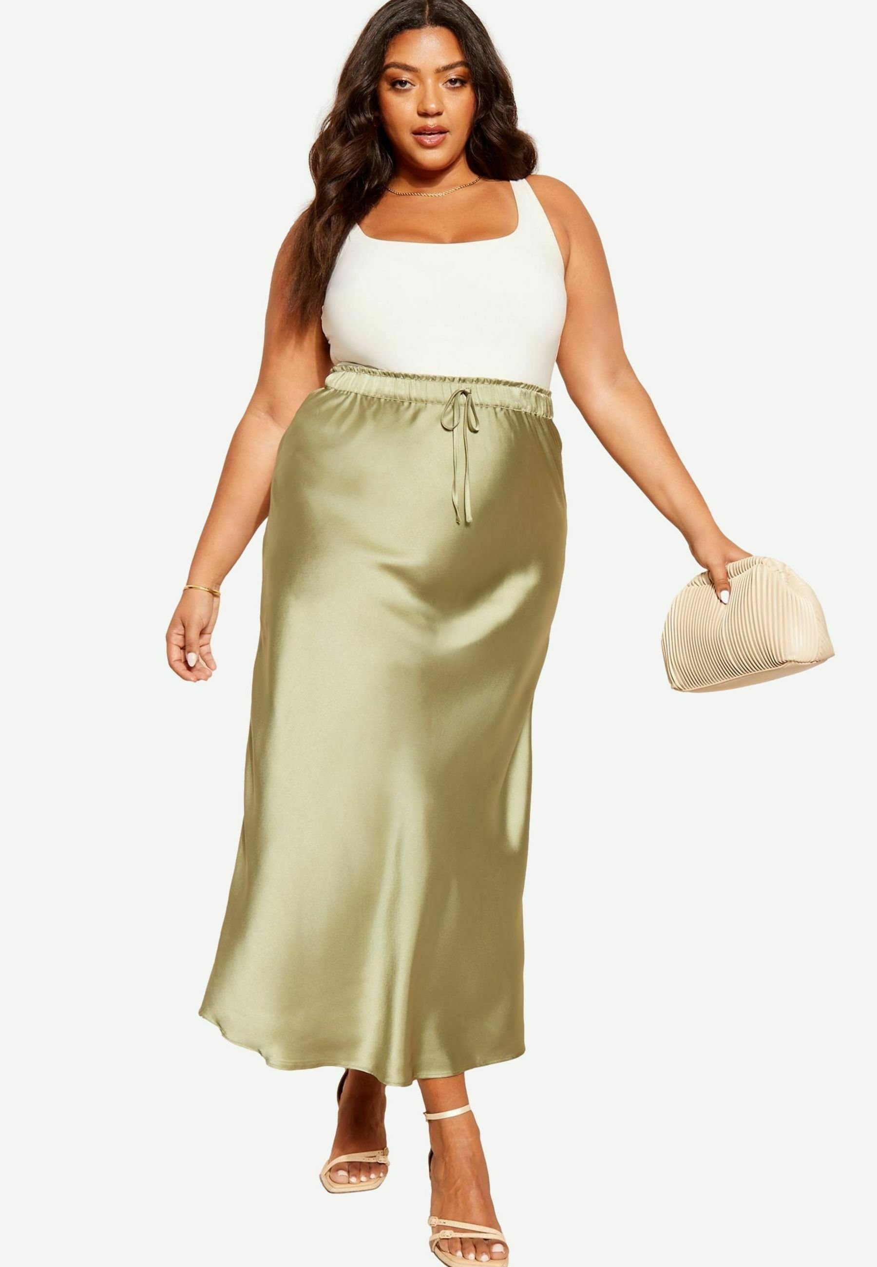 Prettylittlething Plus Khaki Skirt Plus Khaki Denim Cargo Pocket