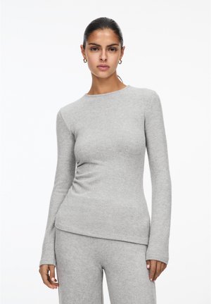 ASYMMETRIC WITH SIDE GATHERING - Hosszú ujjú felső - light grey