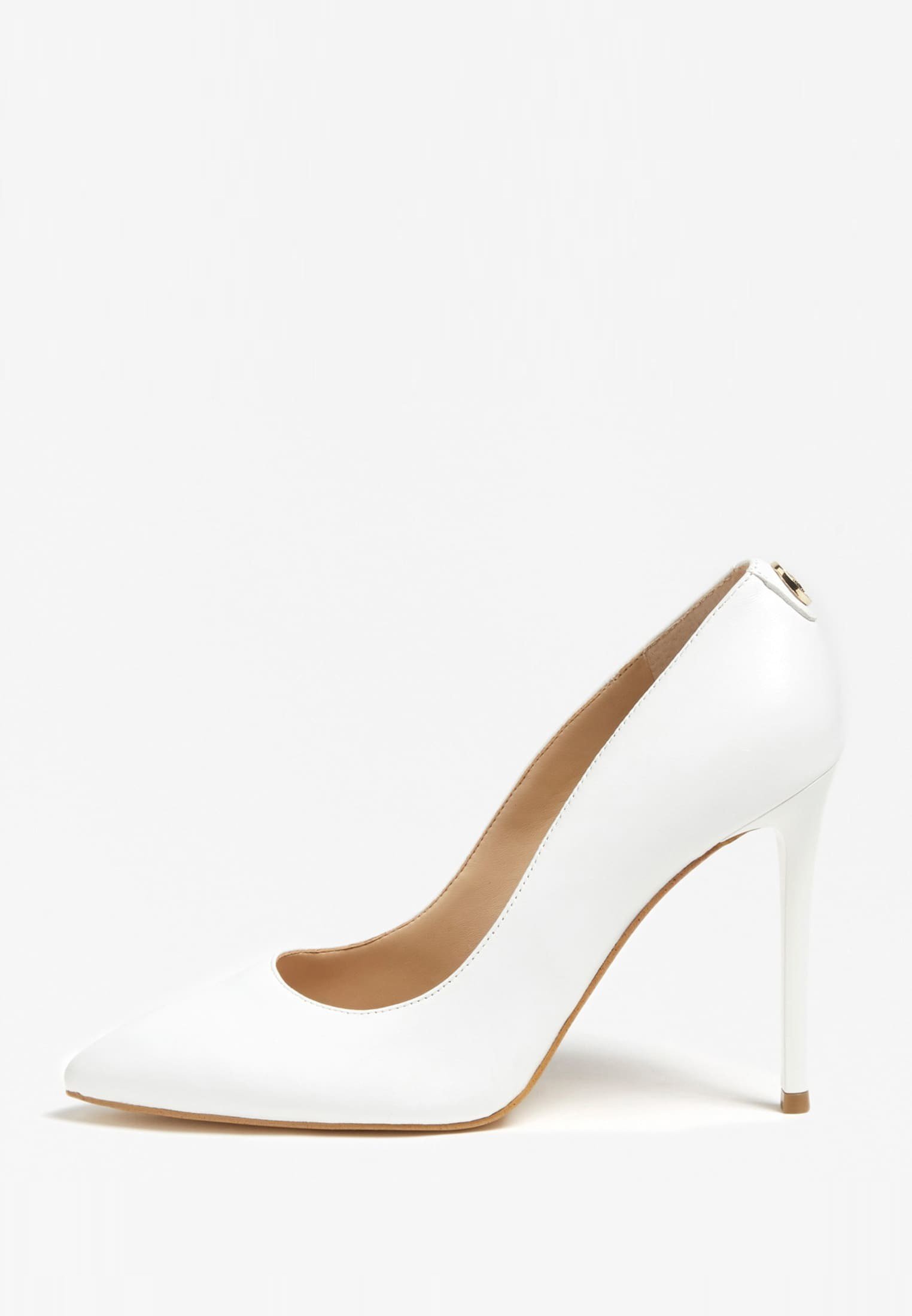 guess white high heels