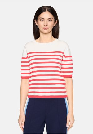 MIT RUNDHAL SAUSSCHNITT - T-shirt imprimé - cream/red