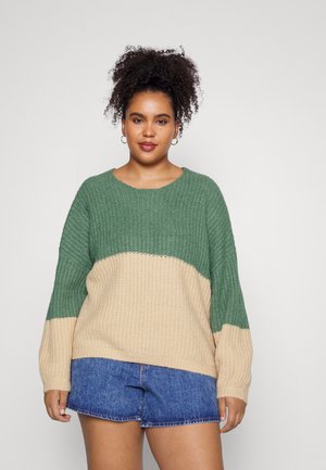 NMPOPPY NECK KNIT CURVE - Jumper - khaki