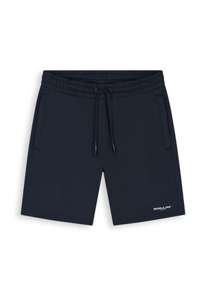 Marineblauwe shorts met trekkoord, elastische taille, zakken aan de zijkant en een klein wit "BALLIN'" logo op het linkerbeen.