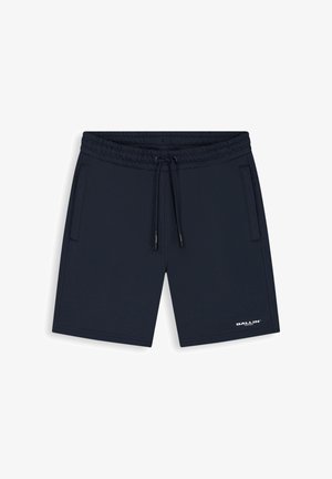 Marineblauwe shorts met trekkoord, elastische taille, zakken aan de zijkant en een klein wit "BALLIN'" logo op het linkerbeen.
