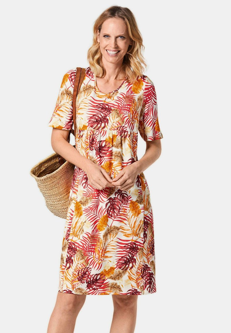 GOLDNER Jerseykleid - rosehip / tangerine / patterned