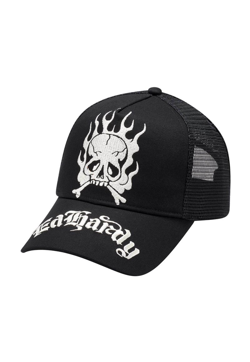 Ed Hardy UNISEX GOTHIC SKULL IN FLAMES FRONT TRUCKER - Gorra - black black