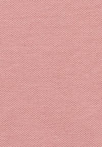 Textile fabric in soft pink color, knit texture with a uniform pattern, no distinct accents or hardware. Suitable for clothing or upholstery.