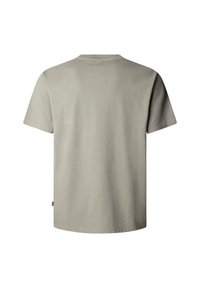 Plain light gray short-sleeve cotton t-shirt shown from the back with a round neckline and no visible design or logos.