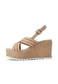 Kazar Gouden leren sandalen met lage hak