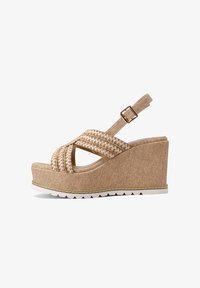 Kazar Gouden leren sandalen met lage hak Kazar Gouden leren sandalen met lage hak