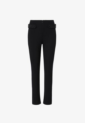 LIU JO, LIU JO SLIM FIT TROUSERS WITH EMBELLISHMENTS - Pantalon classique - black