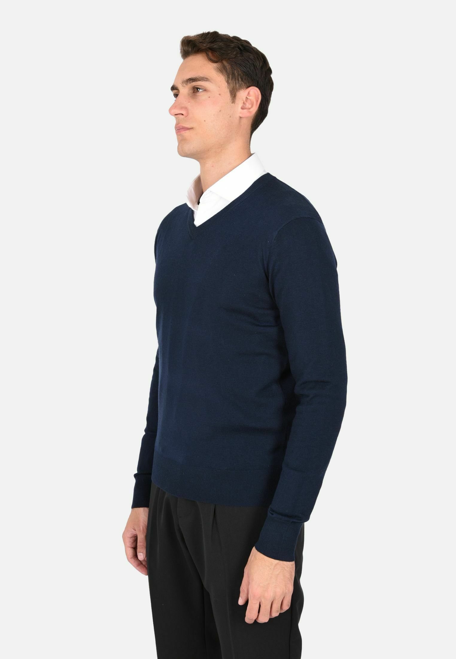 Brooklyn - Confezione 2 Maglioni Uomo Con Scollo A V, Maniche Lunghe, Colori Blu Navy E Nero, Taglia L, Casual Elegante