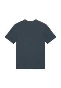 Katoenen T-shirt in donkergrijs, korte mouwen, ronde hals, eenvoudig ontwerp zonder patronen of zichtbare hardware.