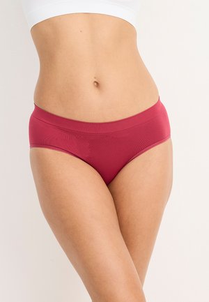 Rode hipsteronderbroeken met een gladde textuur, een brede elastische band en minimale naden, ontworpen voor comfort en een goede pasvorm.