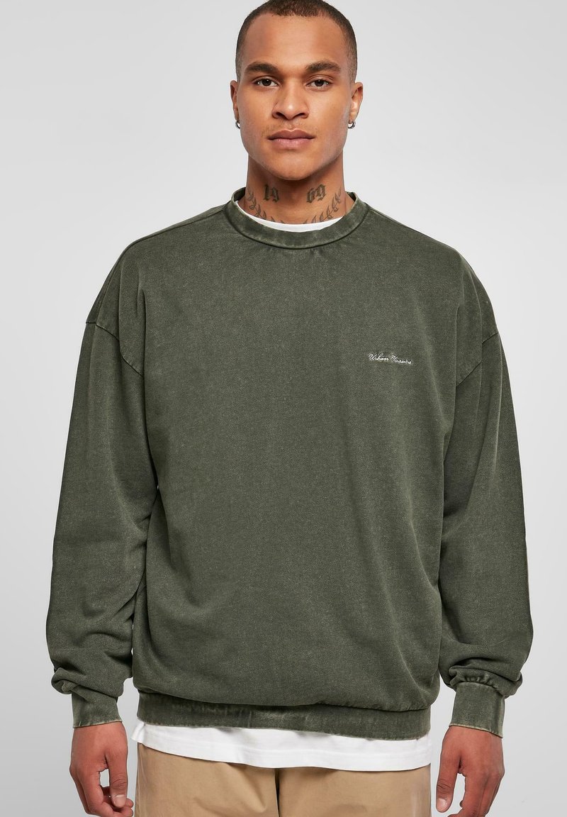 Urban Classics SMALL EMBROIDERY CREW Sweatshirt bottlegreen
