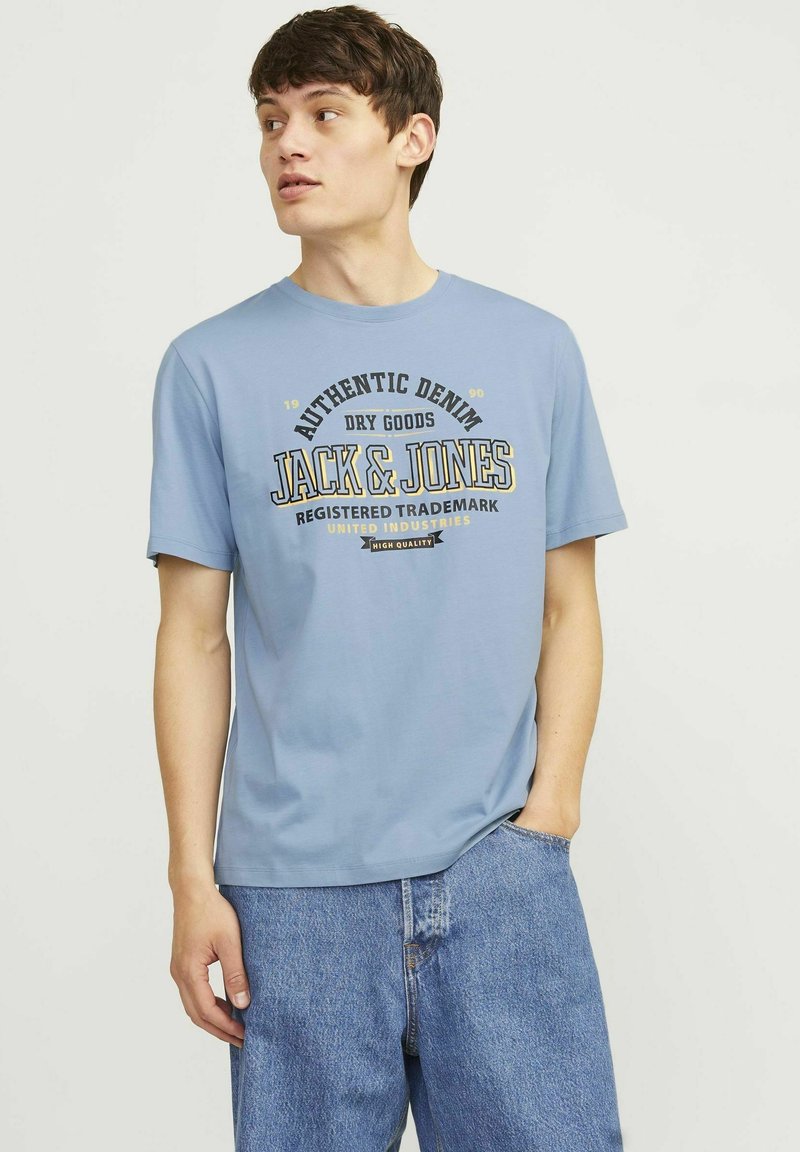 Jack & Jones LOGO RUNDHALS - Marškinėliai su spaudiniu - mountain spring
