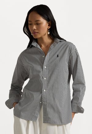 RELAXED FIT STRIPED COTTON SHIRT - Skjortebluse - black/white